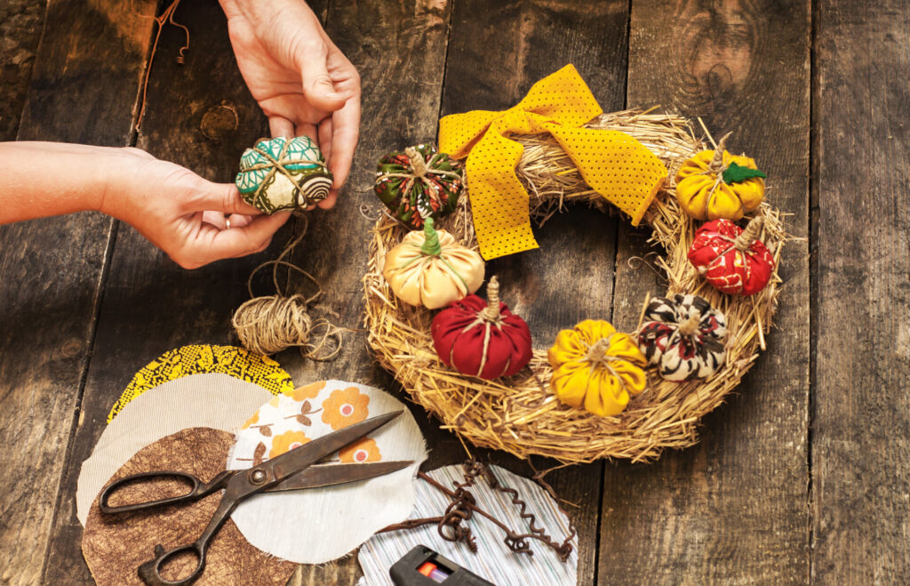 decorating fall wreath